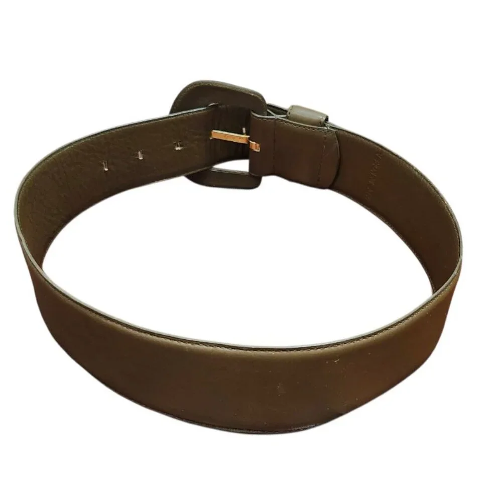 Charter Club Belt Genuine Green Leather Gold Tone Prong Women's Size S
